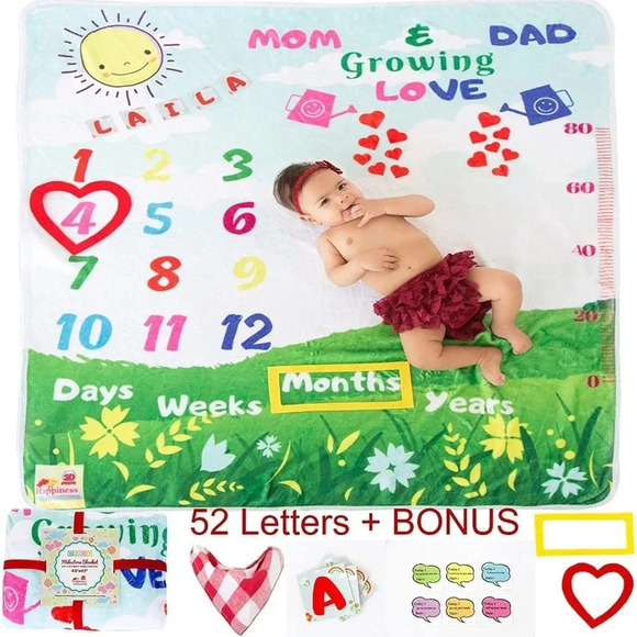 NEW! Personalized Baby Monthly Milestone Blanket - Picture 1 of 5